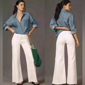 MOTHER The Roller Fray Jeans In Fairest of Them All White Wide Leg 23 Preppy